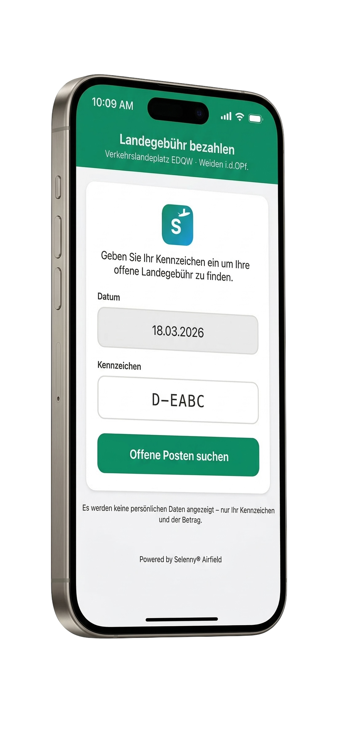 Kennzeichen eingeben